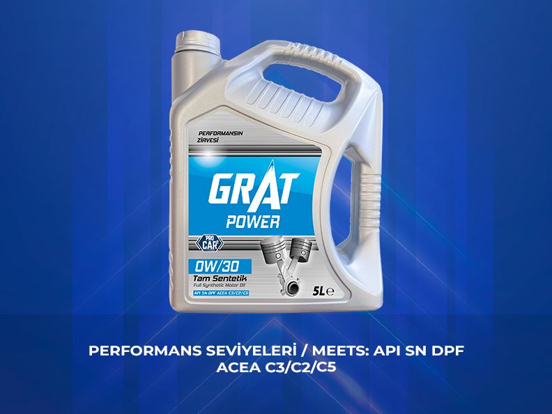 GRAT MOTOR YAĞI 5 LİTRE 0W30 PARTIKULLU TAM SENTETİK API SN DPF ACEA C3-16 / C2-16-/ C5-16 GRAT MOTOR YAĞI 5 LİTRE 0W30 PARTIKULLU TAM SENTETİK API SN DPF ACEA C3-16 / C2-16-/ C5-16